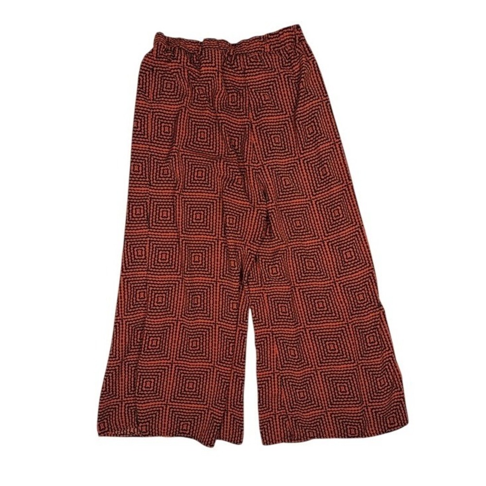 HM Conscious Womens Red Black Geometric Wide Leg Cropped Pants Size 4 0318408 2